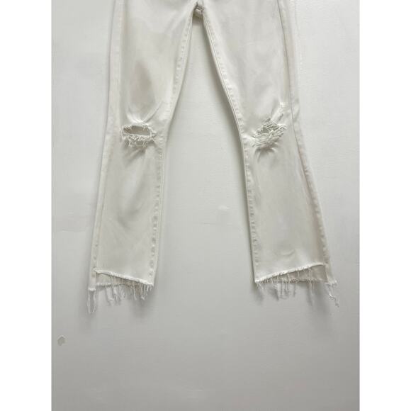 MOTHER Insider Crop Step Fray Mini Flare Bootcut Jeans Cracked Slipper - Size 25 - Picture 7 of 13